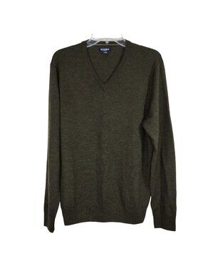 Bonobos V-Neck Pullover Merino Wool Sweater Men Size M Green Long Sleeve